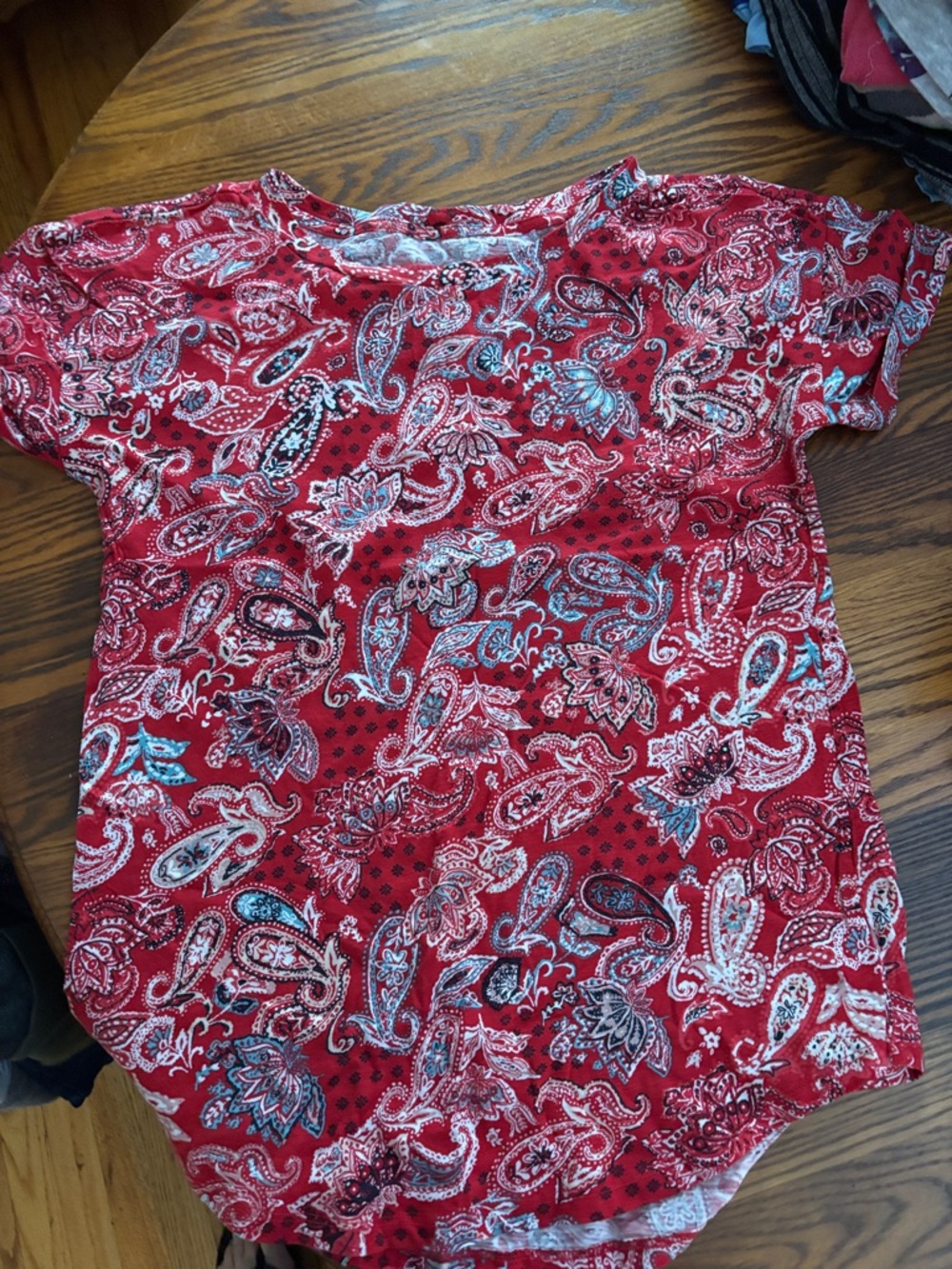 Girls' Red Paisley Short Sleeve Tee